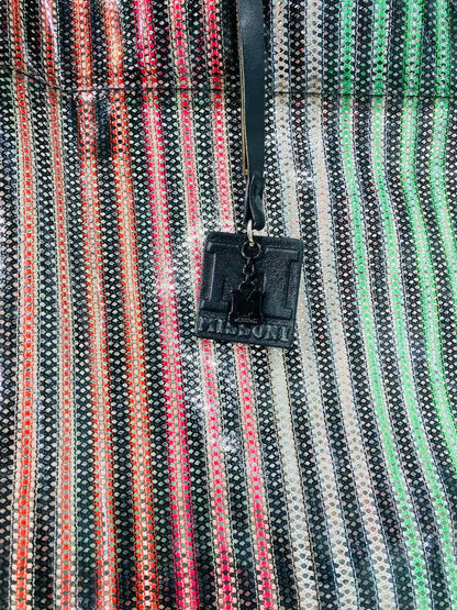 M MISSONI Shopping Black Multicolor Striped Tote Bag