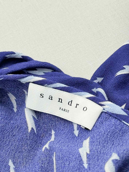 SANDRO Kemila Navy & White Size US 6 Midi Dress