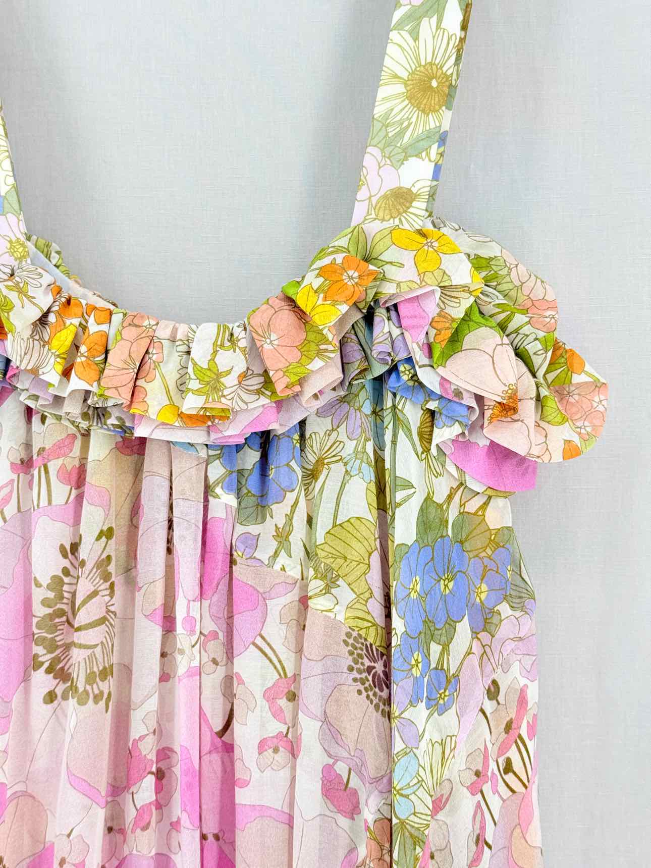ZIMMERMANN Pink Multicolor Floral Size US 10 Long Dress