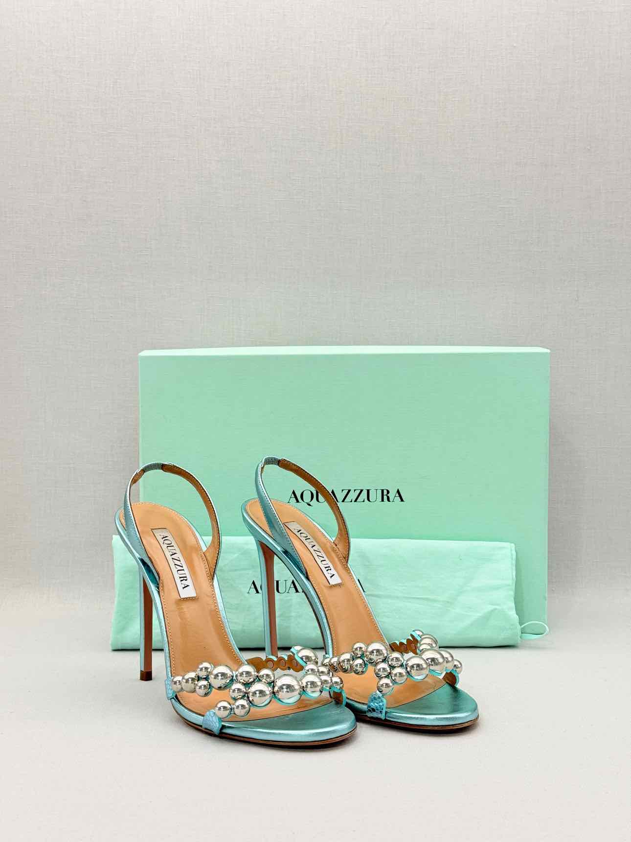 AQUAZZURA Bubbles Aqua Size EU 38 Slingbacks