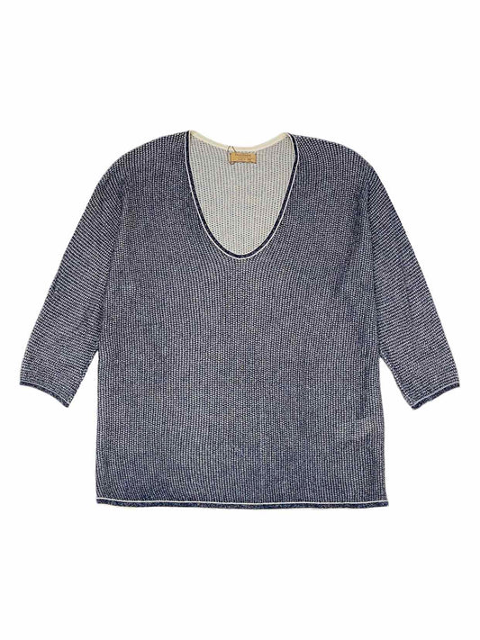 FALCONERI Oversized Metallic Blue & Silver Knit Top