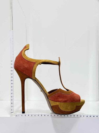 SERGIO ROSSI Tan & Orange Size EU 39.5 Platform Sandals
