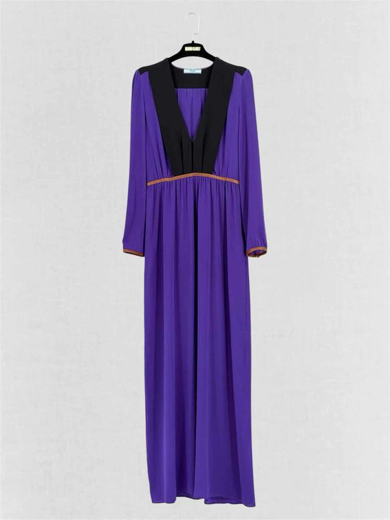 PRADA Fall 2014 Purple & Black Size US 4 Long Dress