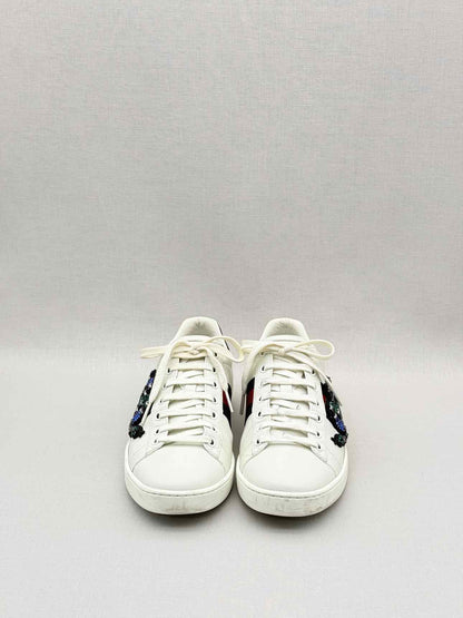 GUCCI Snake Ace White Embellished Size EU 37.5 Sneakers