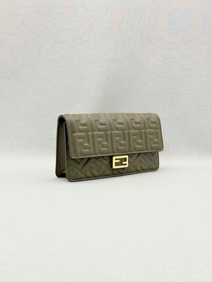 FENDI WOC Khaki FF Embossed Crossbody