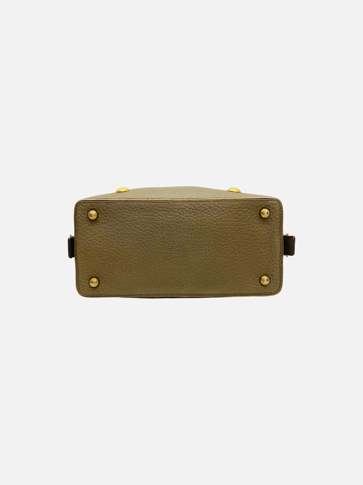 DOLCE & GABBANA Baroque Logo Olive Green Satchel