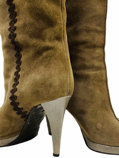 SERGIO ROSSI Brown Knee High Boots 38