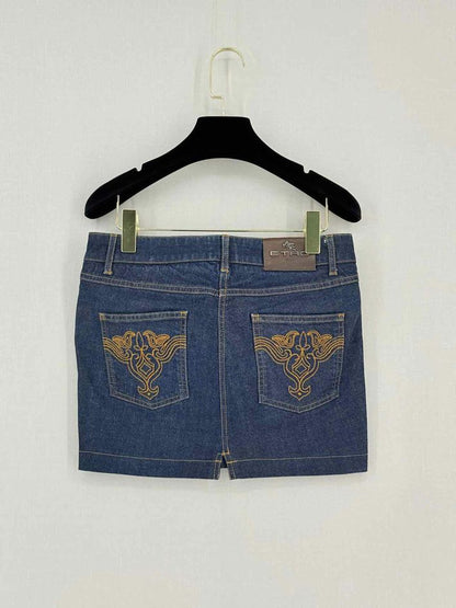 ETRO Dark Blue Size 27 Mini Skirt