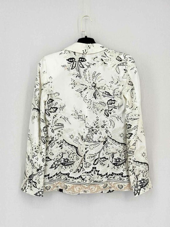ETRO White Multicolor Paisley Print Size US 2 Blazer