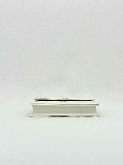 SAINT LAURENT Cassandre White Chevron Shoulder Bag