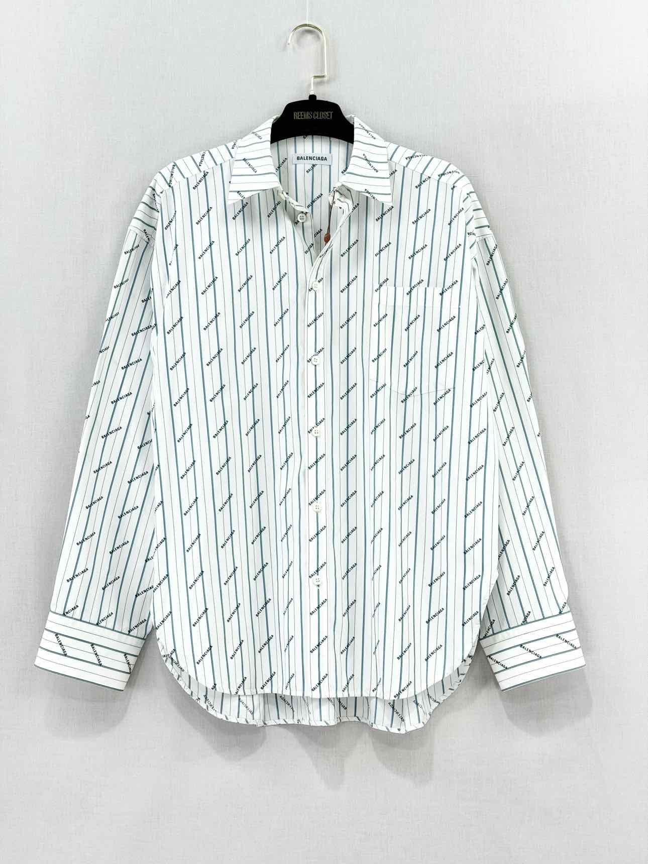 BALENCIAGA White Multicolor Striped Size US 2 Shirt