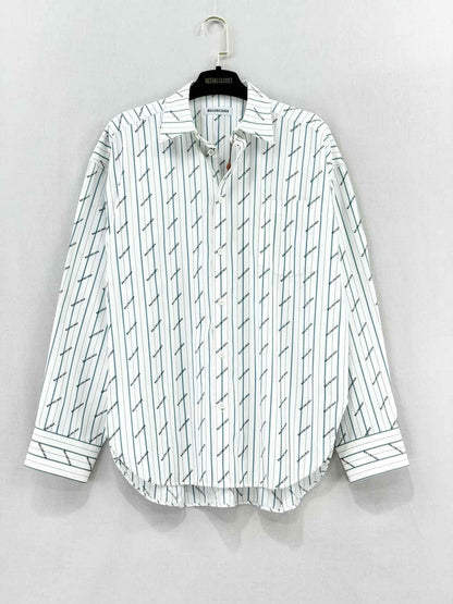BALENCIAGA White Multicolor Striped Size US 2 Shirt