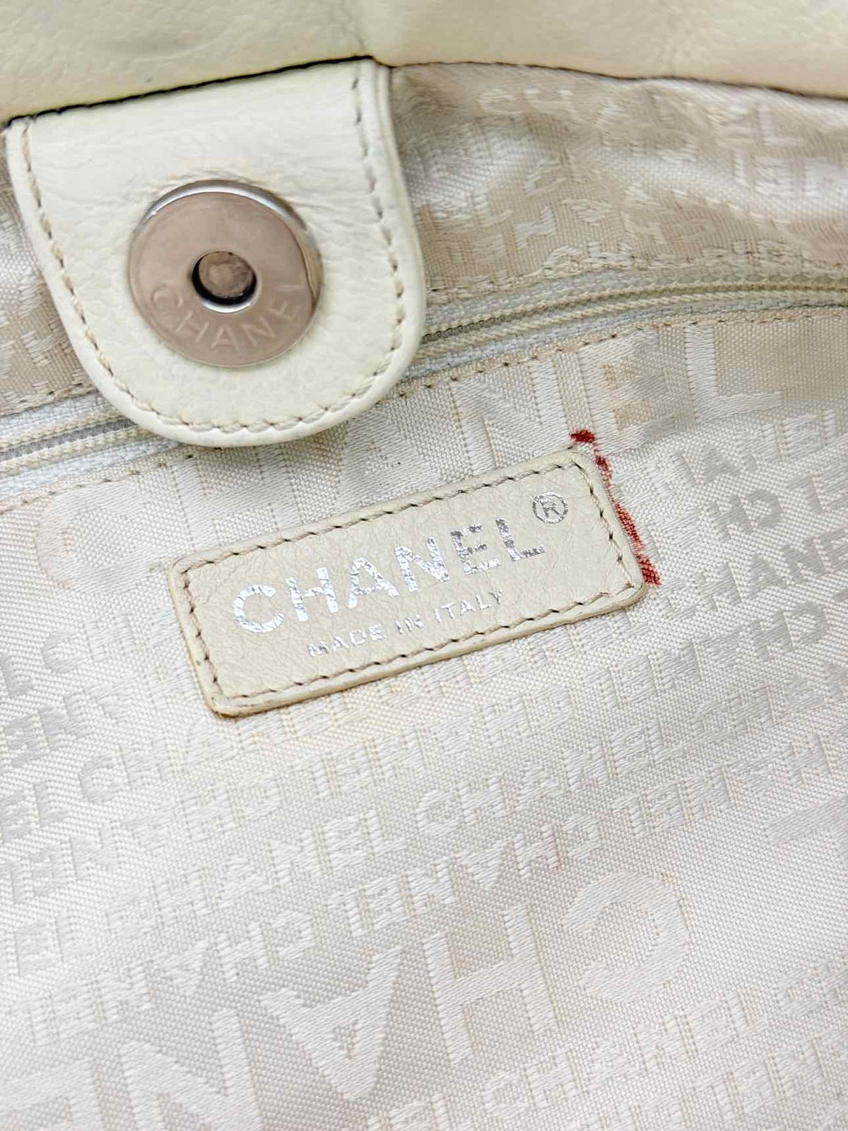 CHANEL Woven White Tote Bag