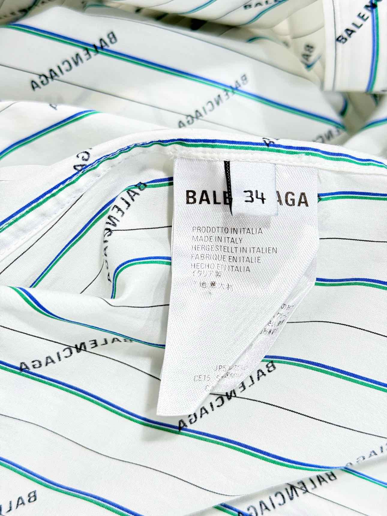 BALENCIAGA White Multicolor Striped Size US 2 Shirt