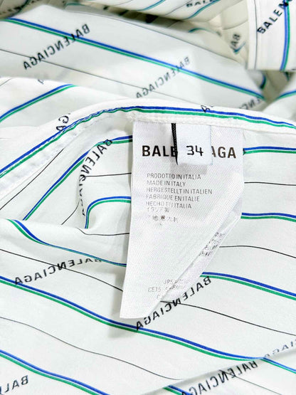BALENCIAGA White Multicolor Striped Size US 2 Shirt