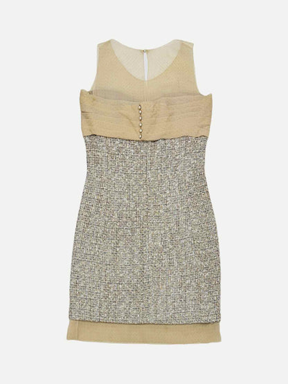 CHANEL Mini Beige Multicolor Tweed Mini Dress US8