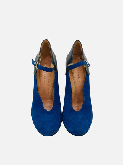 ROLAND MOURET Ankle Strap Blue & Black Pumps 37