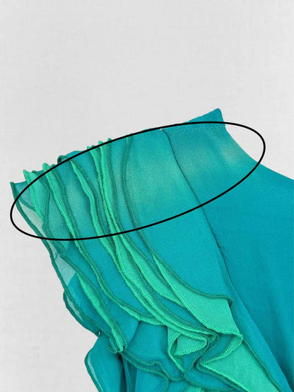 CATHERINE MALANDRINO Green Ruched Size US 8 Long Dress