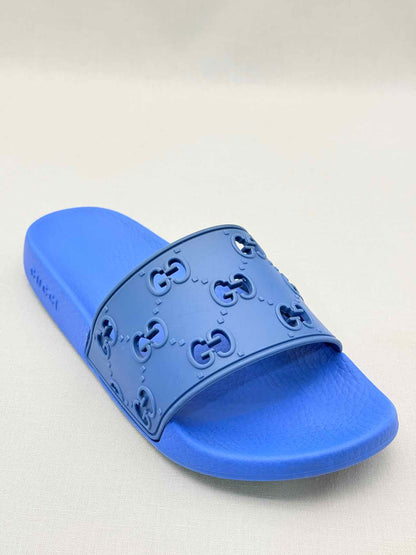 GUCCI GG Rubber Blue Size EU 39 Slides
