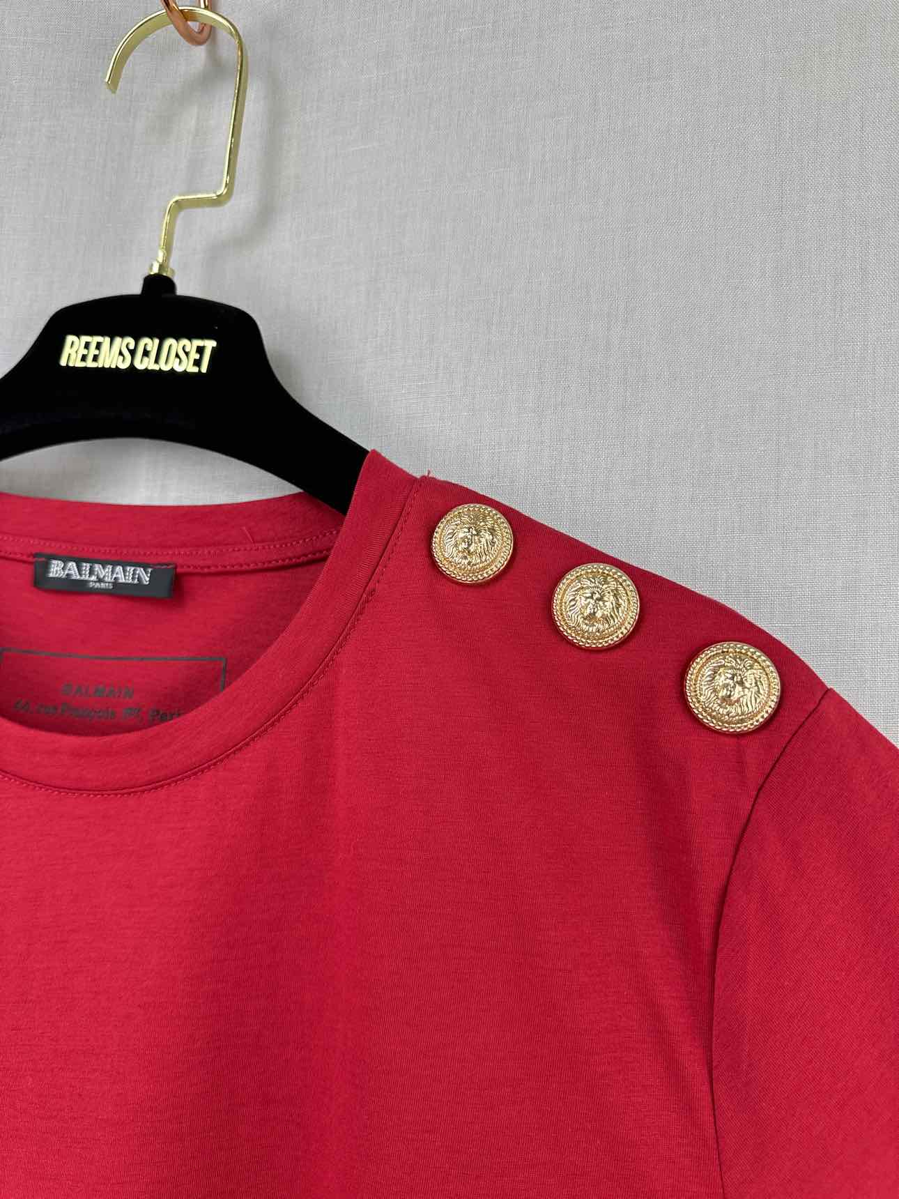 BALMAIN Logo Red Size Large T-shirt