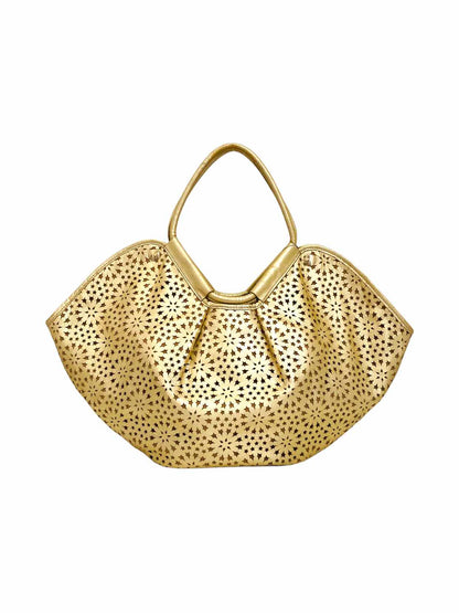 JIMMY CHOO Laser Cut Gold Shoulder Bag