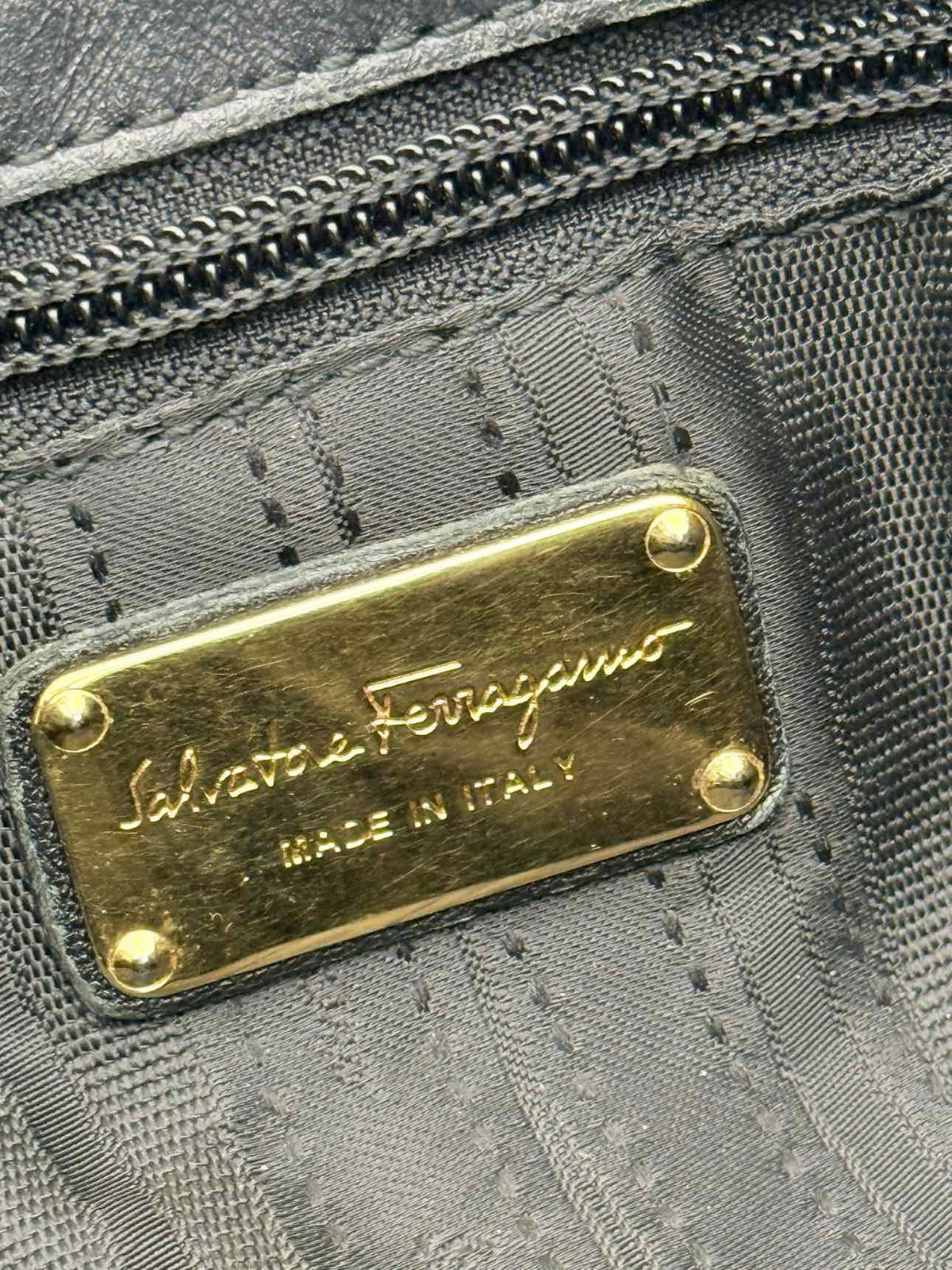 SALVATORE FERRAGAMO Betulla Chain Black Tote Bag