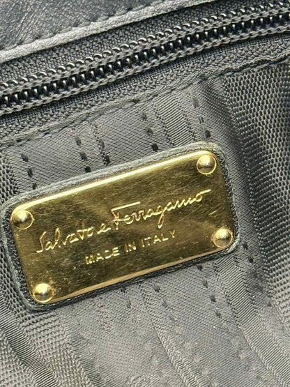 SALVATORE FERRAGAMO Betulla Chain Black Tote Bag