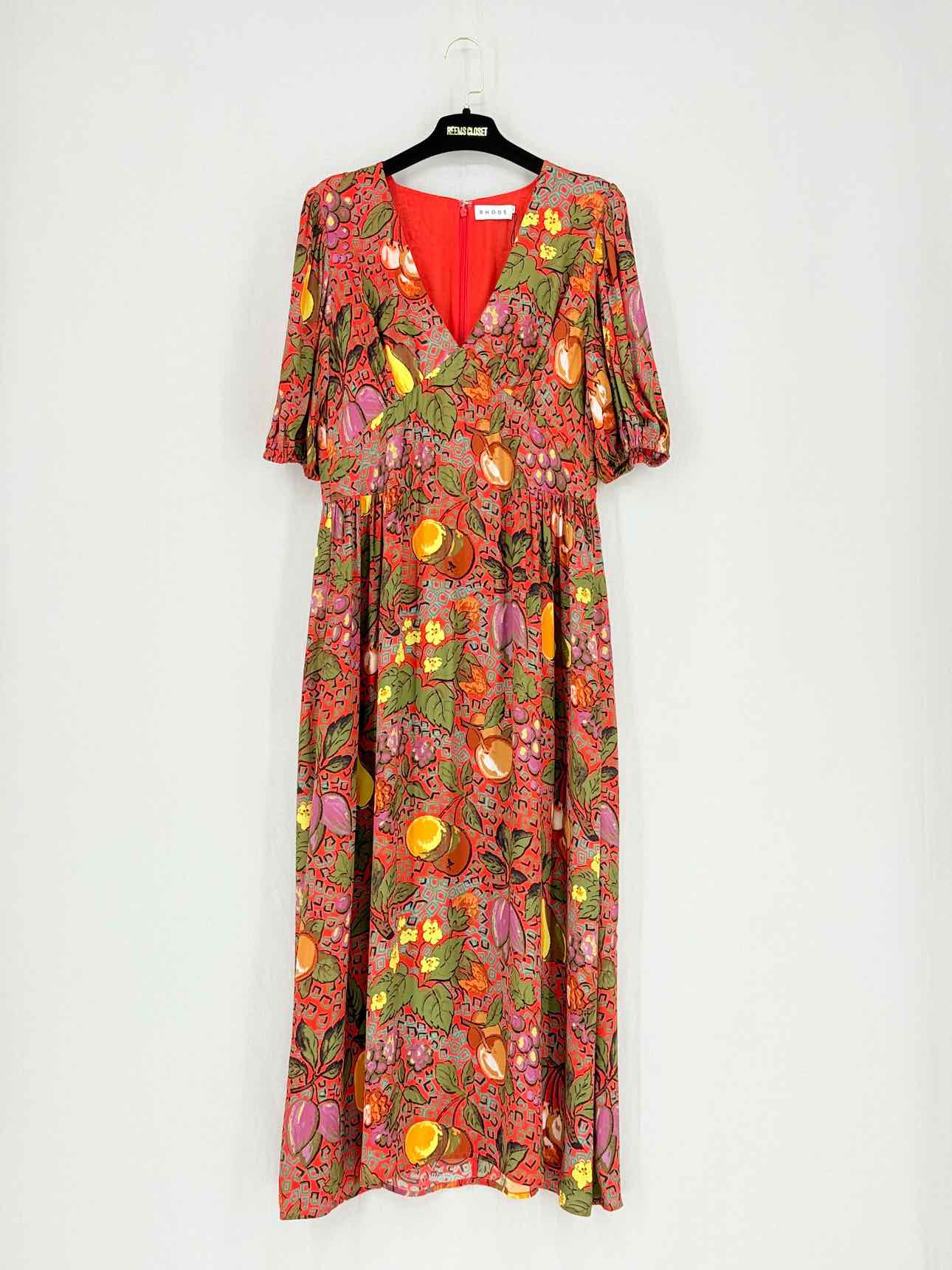 RHODE Gwyneth Red Multicolor Size US 10 Midi Dress