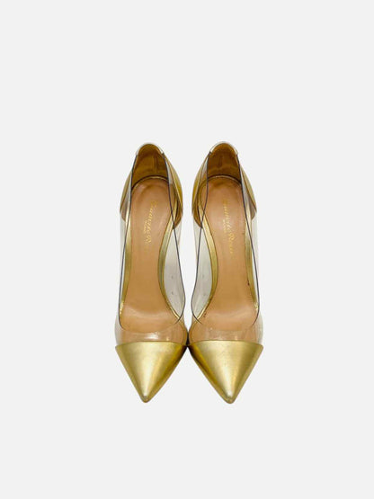 GIANVITO ROSSI Plexi Metallic Gold Size EU 37 Pumps