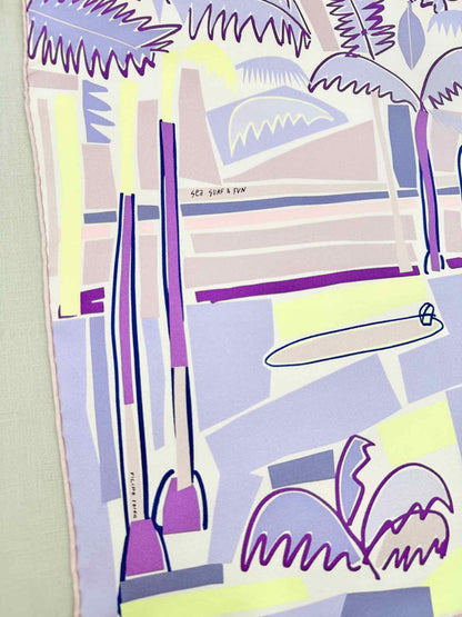 HERMES Purple Multicolor Scarf