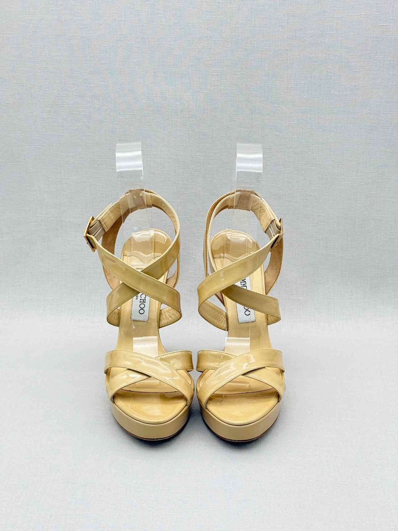 JIMMY CHOO Vamp Beige Size EU 40.5 Platform Sandals