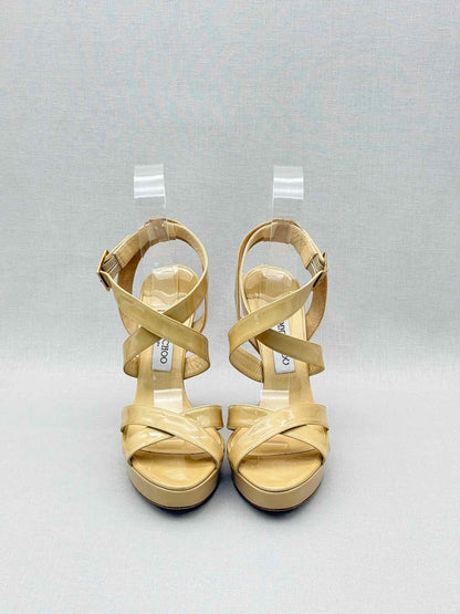 JIMMY CHOO Vamp Beige Size EU 40.5 Platform Sandals