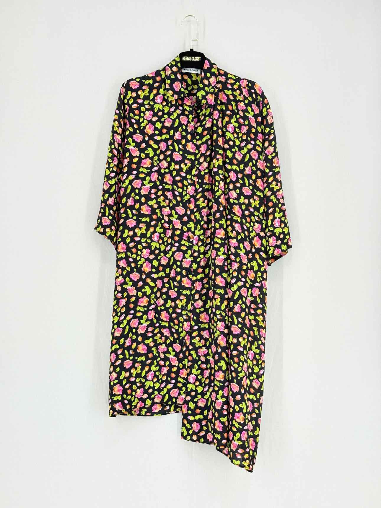 BALENCIAGA Black Multicolor Size US 0 Knee Length Dress