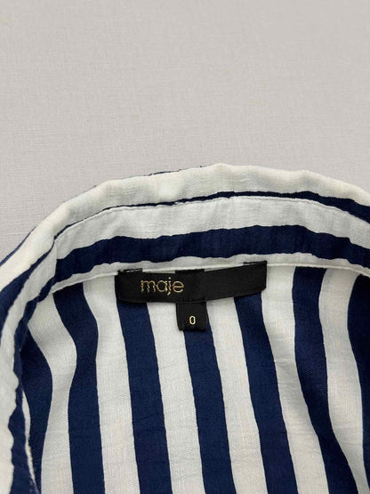 MAJE Blue & White Striped Size US 0 Shirt