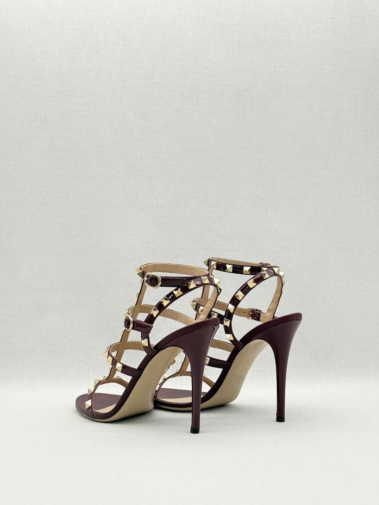 VALENTINO Rockstud Burgundy Size EU 39 Heeled Sandals