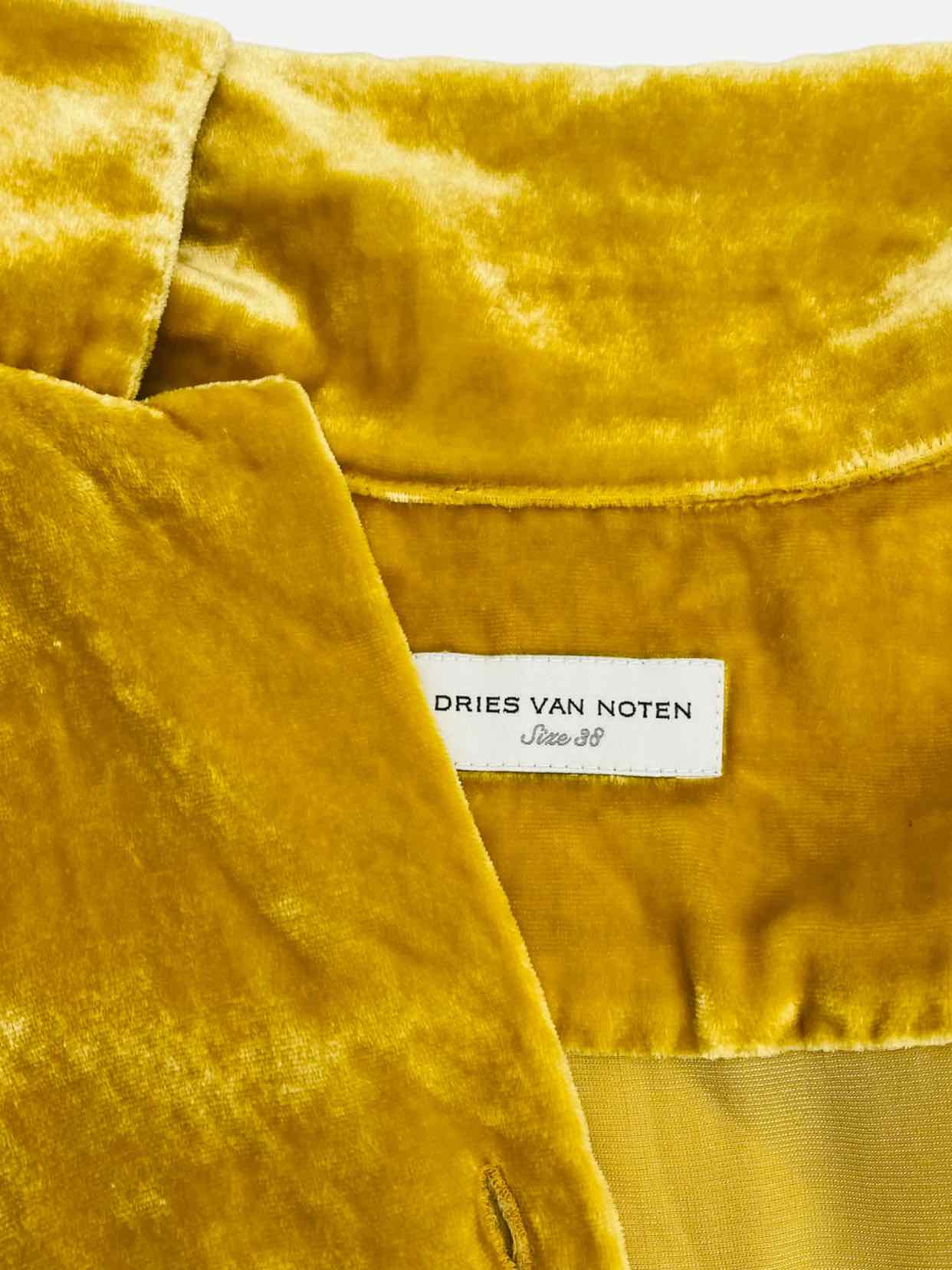 Pre - loved DRIES VAN NOTEN Velvet Yellow Shirt at Reems Closet