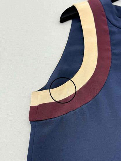 L'AGENCE Navy Blue & Beige Size US 10 Top