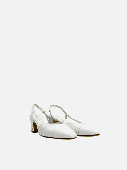 CHANEL White Slingbacks