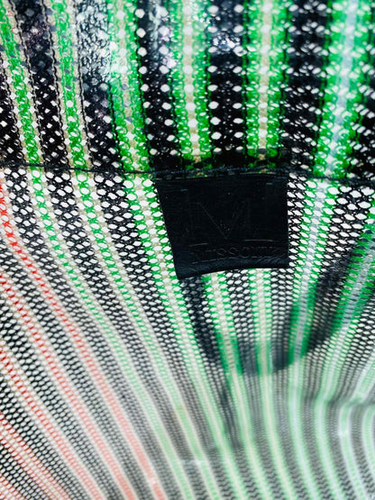 M MISSONI Shopping Black Multicolor Striped Tote Bag