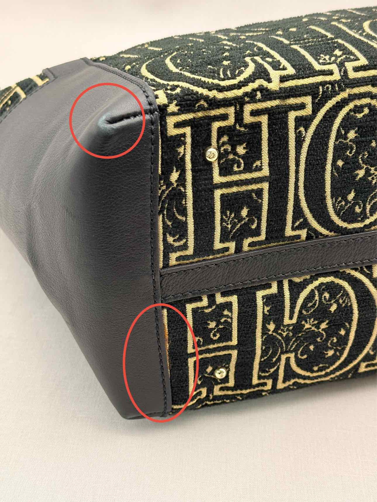 CAROLINA HERRERA Black & Gold Monogram Tote Bag