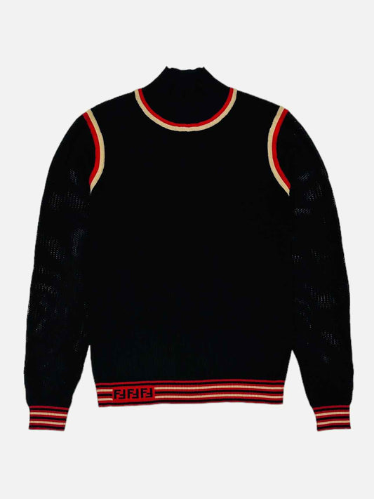 FENDI Knit Black Ribbed Jumper