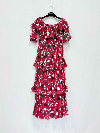 SELF-PORTRAIT Tiered Printed Size US 4 Long Dress