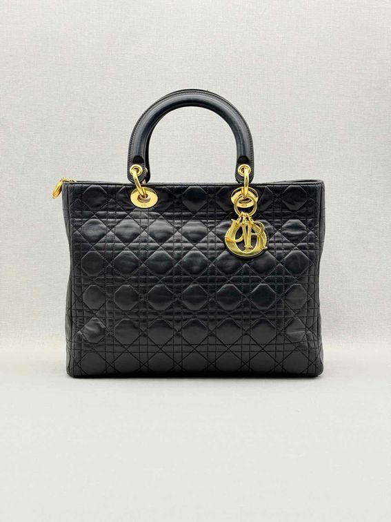 CHRISTIAN DIOR Lady Dior Black Cannage Top Handle