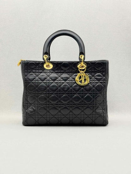 CHRISTIAN DIOR Lady Dior Black Cannage Top Handle