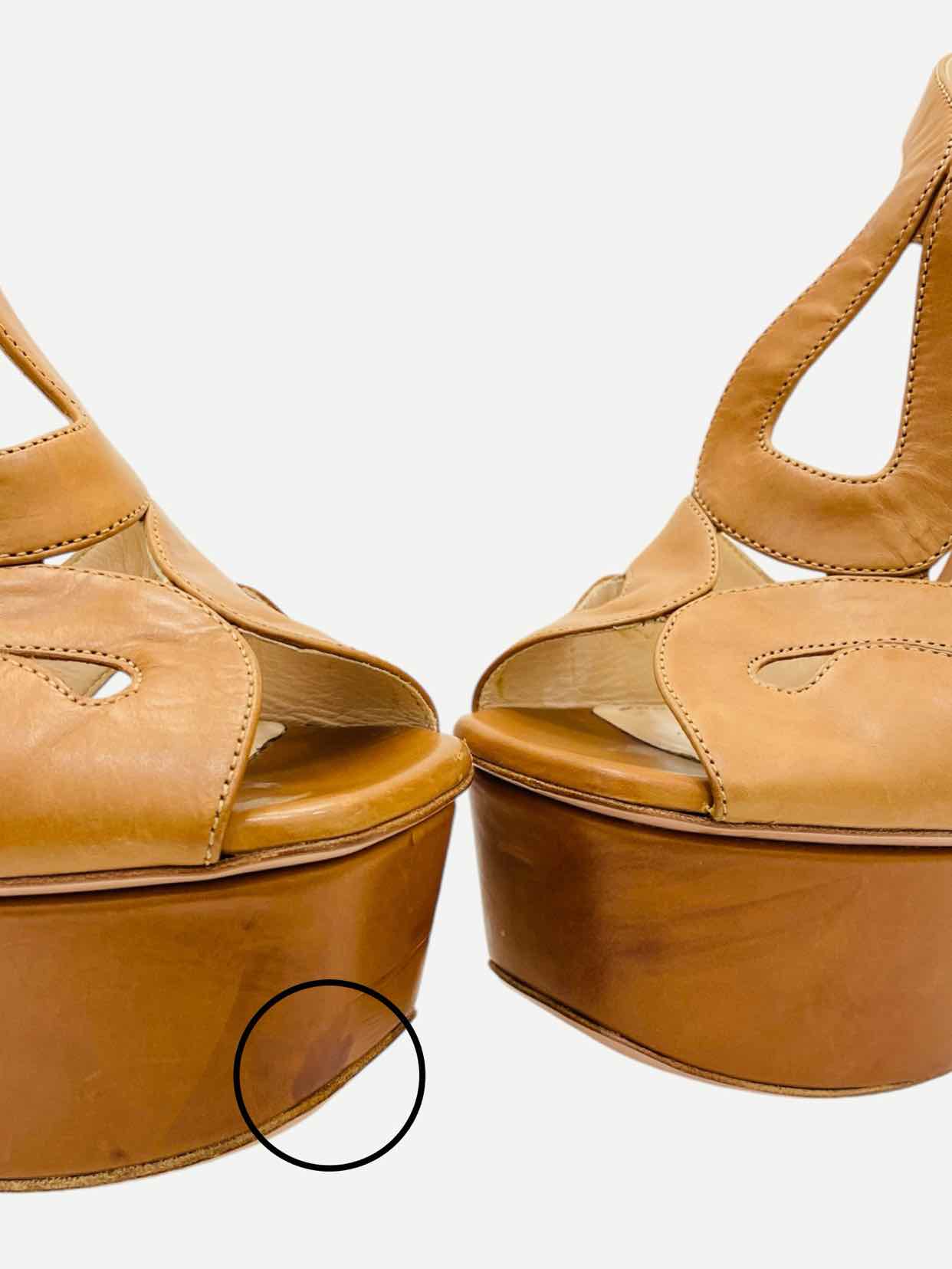 PRADA Strappy Tan Heeled Sandals 36.5