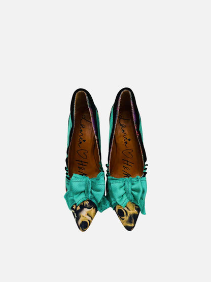 LANVIN Green Multicolor Floral Pumps 40