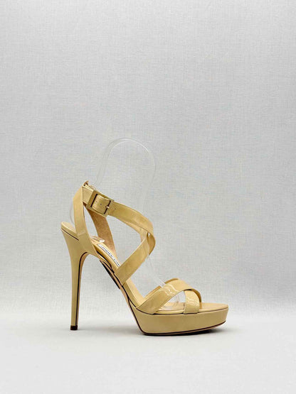 JIMMY CHOO Vamp Beige Size EU 40.5 Platform Sandals