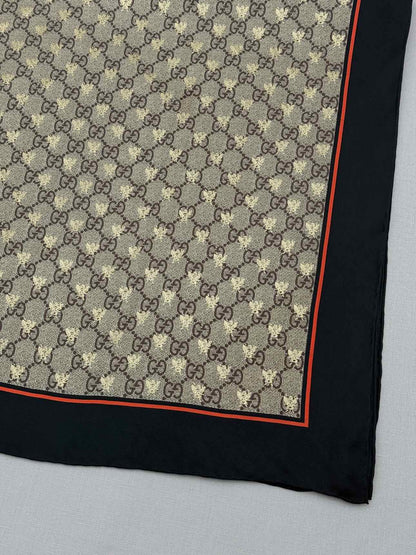 GUCCI Brown Multicolor Bee Scarf
