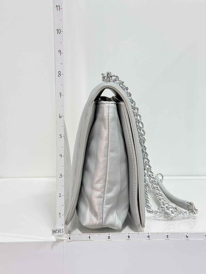 LOVE MOSCHINO Metallic Silver Quilted Shoulder Bag