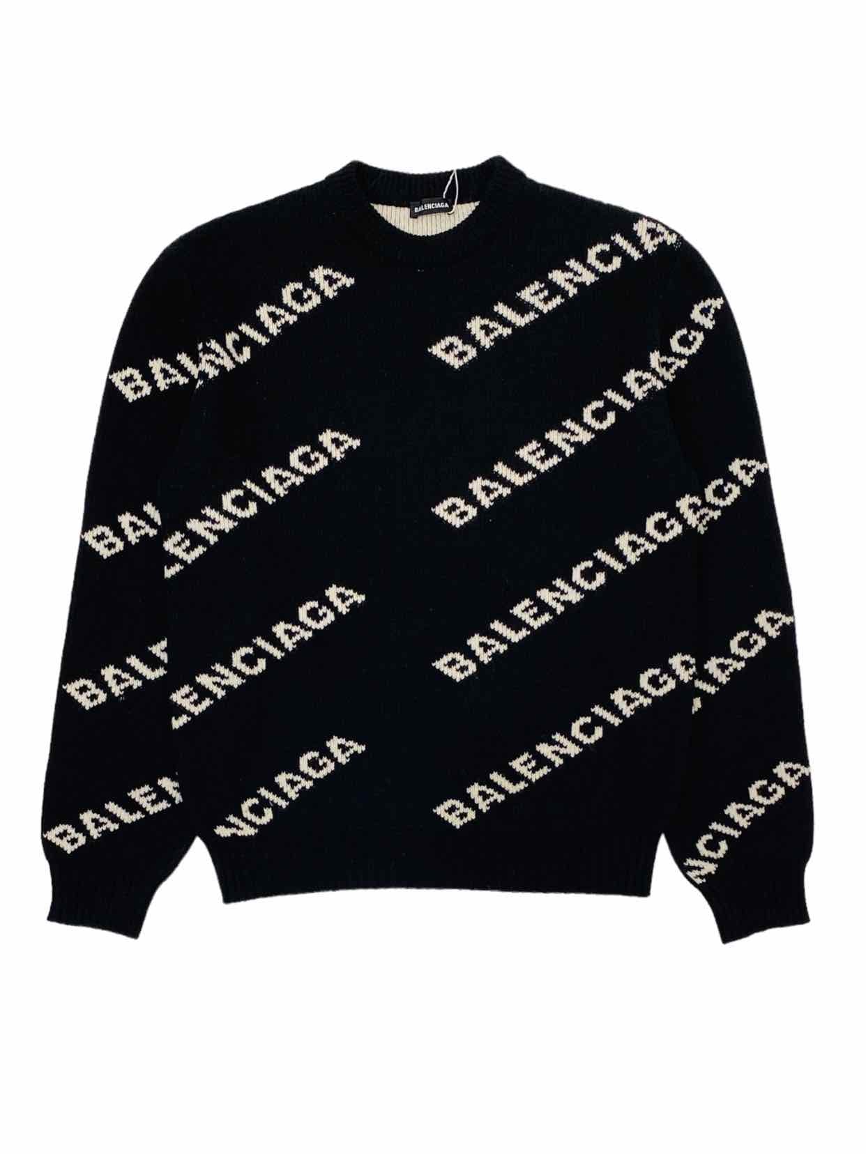 BALENCIAGA Allover Logo Black & White Jumper